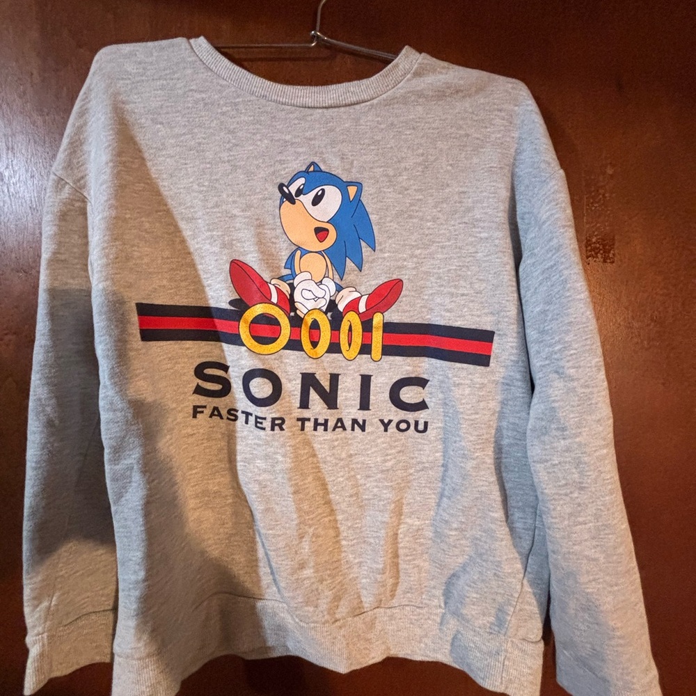 Sonic the Hedgehog Gray Sweatshirt boys Large